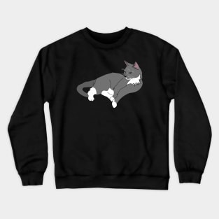 Gray and White Tuxedo Cat Crewneck Sweatshirt